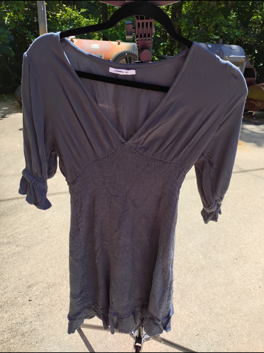 O'Neill Slate Blue V-Neck Smocked Dress